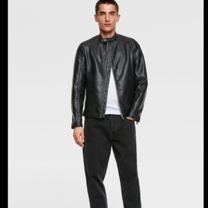 Zara biker blank leather jacket